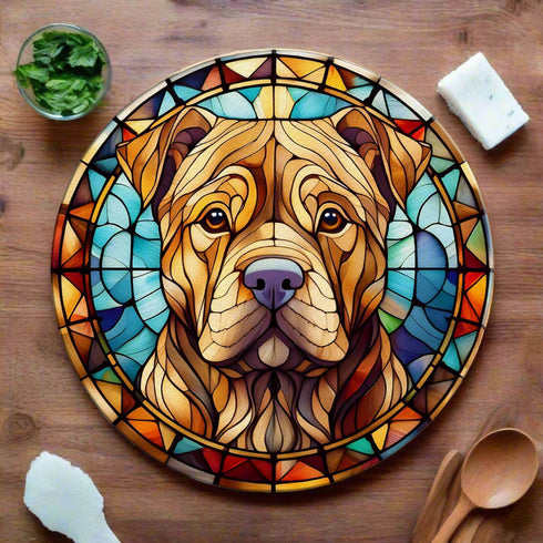 Shar Pei Glass Suncatcher Worktop Saver